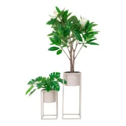 Marla Flowerpots 2 Pots De Fleurs En Gris Beige -Magasin De Fournitures De Jardin 26f914857612a6f9