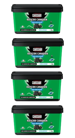 Carpt720 Lot De 4 Boîtes Raticide Canadien Pat'appât Fortes Infestatio