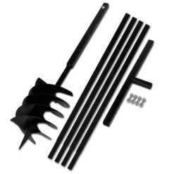 VIDAXL Tarière De Sol Avec Manche 200 Mm Et Tube D'extension 5 M Acier