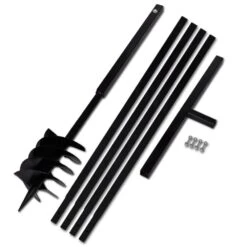 VIDAXL Tarière De Sol Avec Manche 180 Mm Et Tube D'extension 5 M Acier