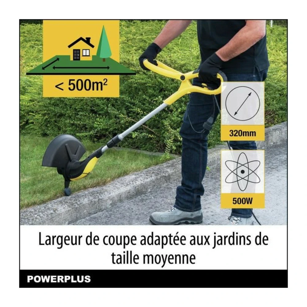 Coupe-bordure électrique Powerplus Powxg30033 - 500 W, 320 Mm ø, Jardinage Outillage, Coupe-herbe & Coupe-bordures Pour Votre 5 Coupe-bordure électrique Powerplus Powxg30033 - 500 W, 320 Mm ø, Jardinage Outillage, Coupe-herbe & Coupe-bordures Pour Votre – Image 3