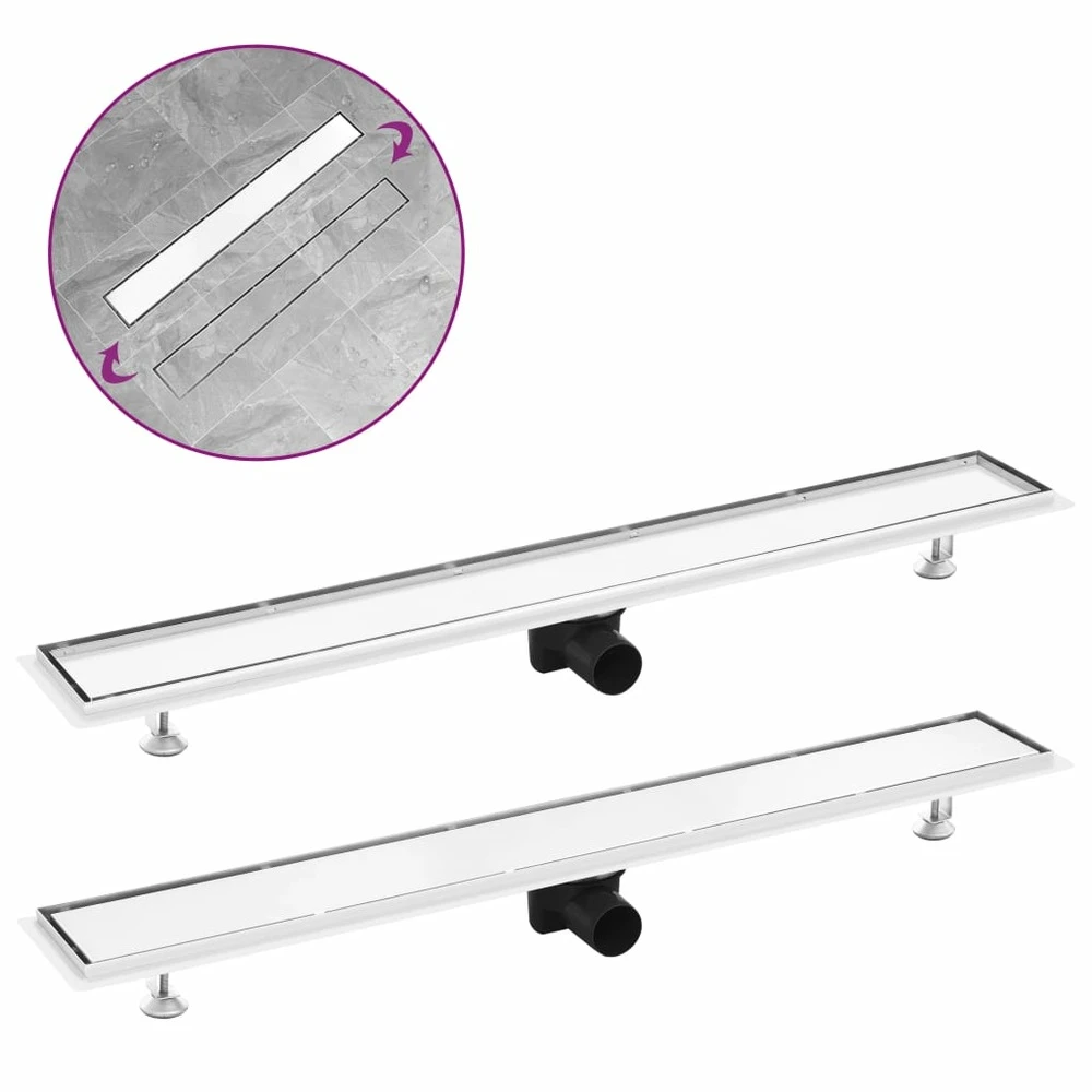 VIDAXL Drain De Douche Avec Couvercle 2 En 1 93x14 Cm Acier Inoxydable 3 VIDAXL Drain De Douche Avec Couvercle 2 En 1 93x14 Cm Acier Inoxydable