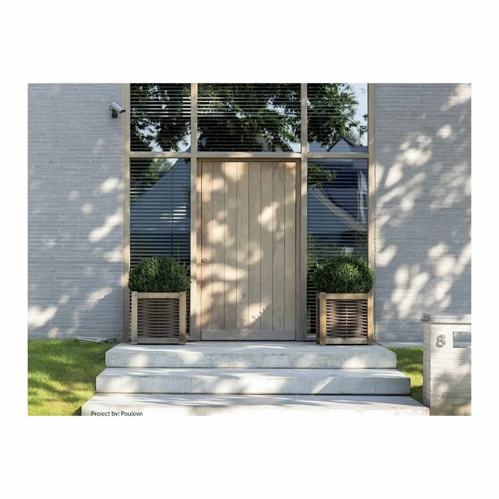 Jardinière En Chêne Avec Tressage Noisetier - Avec Bac Intérieur - 60 X 60 X 60 Cm 7 Jardinière En Chêne Avec Tressage Noisetier - Avec Bac Intérieur - 60 X 60 X 60 Cm – Image 5