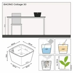 LECHUZA Jardinière Bacino Cottage All-in-one 30x30 Cm Blanc -Magasin De Fournitures De Jardin 6479895431e5b7.09786384