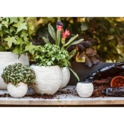 Ensemble De Pot De Fleurs Boule Nature Rib Ivoire -Magasin De Fournitures De Jardin 64798958102562.13059952