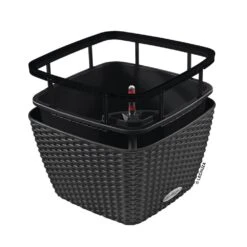 LECHUZA Jardinière Bacino Cottage All-in-one 30x30 Cm Noir Graphite -Magasin De Fournitures De Jardin 6479895b664872.76464178