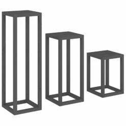 VIDAXL Ensemble De Supports Pour Plantes 3 Pcs Gris Bois De Pin Massif -Magasin De Fournitures De Jardin 64798cc12fd955.94521332