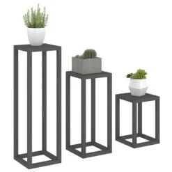 VIDAXL Ensemble De Supports Pour Plantes 3 Pcs Gris Bois De Pin Massif -Magasin De Fournitures De Jardin 64798cc1367080.37782114