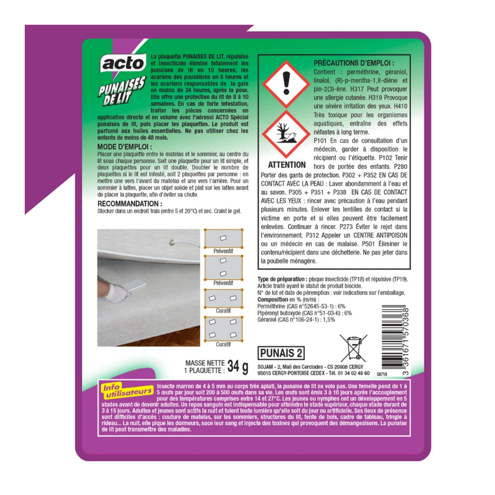 Acto Plaquette Punaises De Lit - Répulsive Et Insecticide 4 Acto Plaquette Punaises De Lit - Répulsive Et Insecticide – Image 2