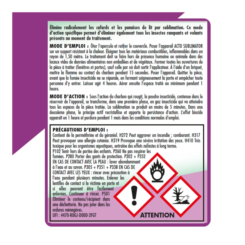 Acto Sublimator, éliminateur De Cafards Et Punaises De Lit 6 Acto Sublimator, éliminateur De Cafards Et Punaises De Lit – Image 4