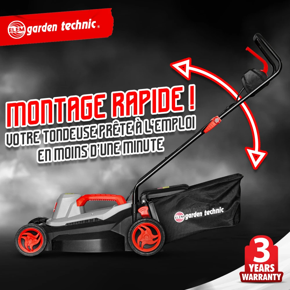 Tondeuse à Gazon électrique 1800w - Largeur De Coupe 40cm - Elem Garden 5 Tondeuse à Gazon électrique 1800w - Largeur De Coupe 40cm - Elem Garden – Image 3