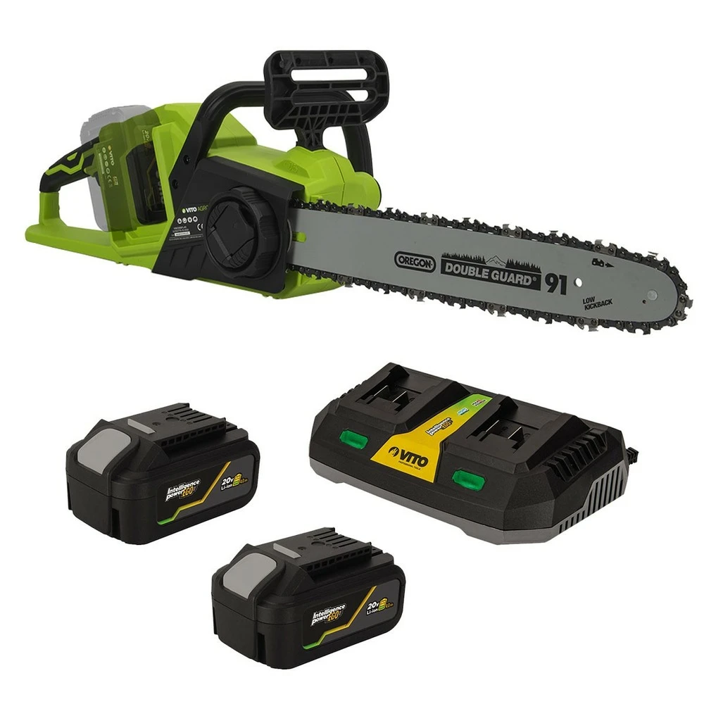 Tronçonneuse Sans Fil 20v 2 Batteries Lithium 4ah Guide Oregon Lame 35 Cm Vito 3 Tronçonneuse Sans Fil 20v 2 Batteries Lithium 4ah Guide Oregon Lame 35 Cm Vito