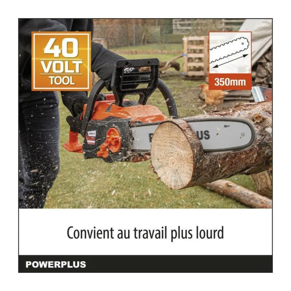 Tronçonneuse A Batterie 40v Dual Power Powdpg7576 - Guide De 350 Mm, Moteur Brusless - Livrée Sans Batterie Ni Chargeur 4 Tronçonneuse A Batterie 40v Dual Power Powdpg7576 - Guide De 350 Mm, Moteur Brusless - Livrée Sans Batterie Ni Chargeur – Image 2